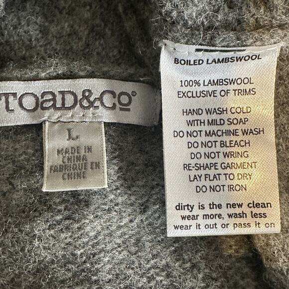 Toad Co 100 Lambswool Cardigan Sweater Large Gray Sustainable Minimalist EUC - Picture 8 of 9